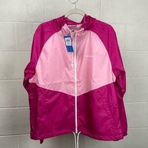 NWT Columbia Women's May Valley Full Zip Lightweight Windbreaker‎ XLARGE Pink